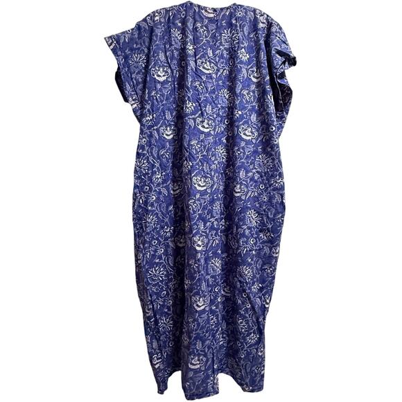 Nesara 100% Organic Cotton Purple Floral Caftan Dress- Oversized Medium - Picture 7 of 7